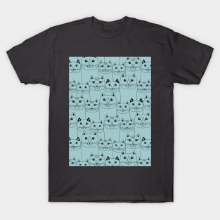 Cats #5 teal T-Shirt